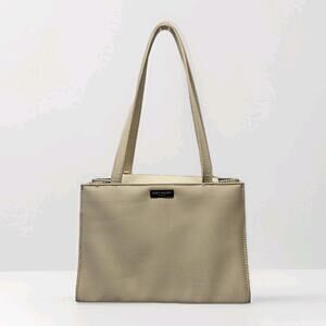 Vintage Kate Spade Sam Icon Nylon Top Handle Shoulder Bag Elegant Cream Logo
